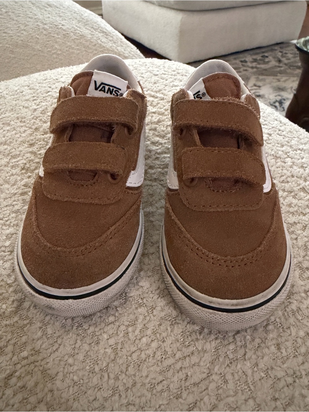 Vans Old Skool V Toddler Shoes Size 8 Brown Suede Hook & Loop
